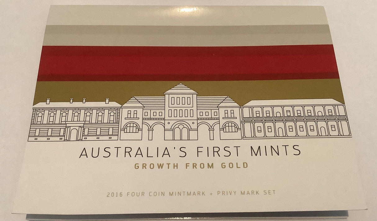 2016 Australia’s First Mints. Growth From Gold. 4 Coin Mintmark and Privy Set.