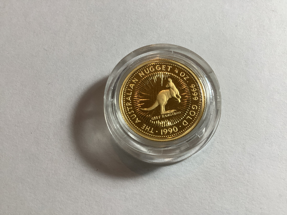 1990 $25 Gold Nugget Series 1/4 Ounce Coin.