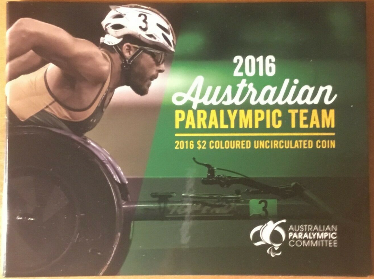 2016 Uncirculated Paralympics $2 coin on card.