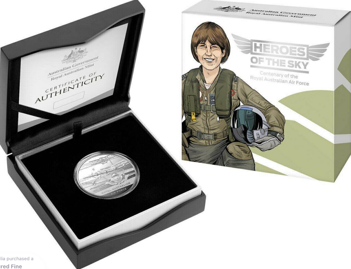 2021 Century of the RAAF Heroes of the Sky: $1 'C' Mintmark Silver Proof Coin.