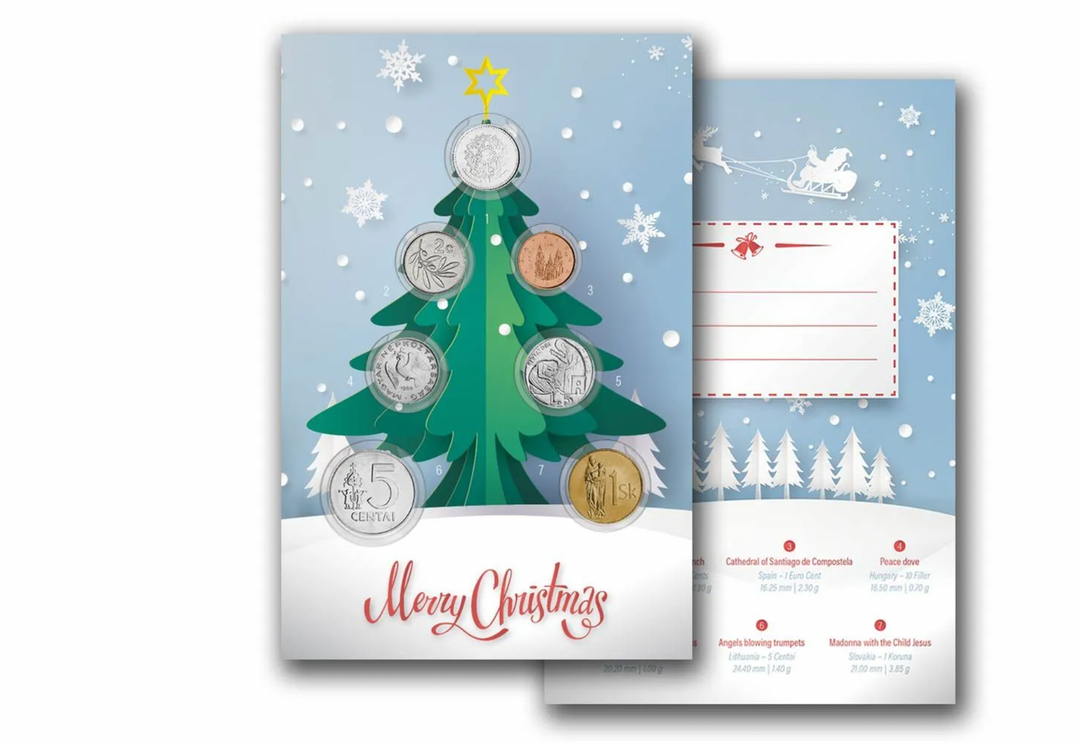 2021 7 Coin Uncirculated Coin Collector Christmas Card.