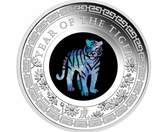 2022 Year of the Tiger $1 Opal 1oz Silver Proof Coin.