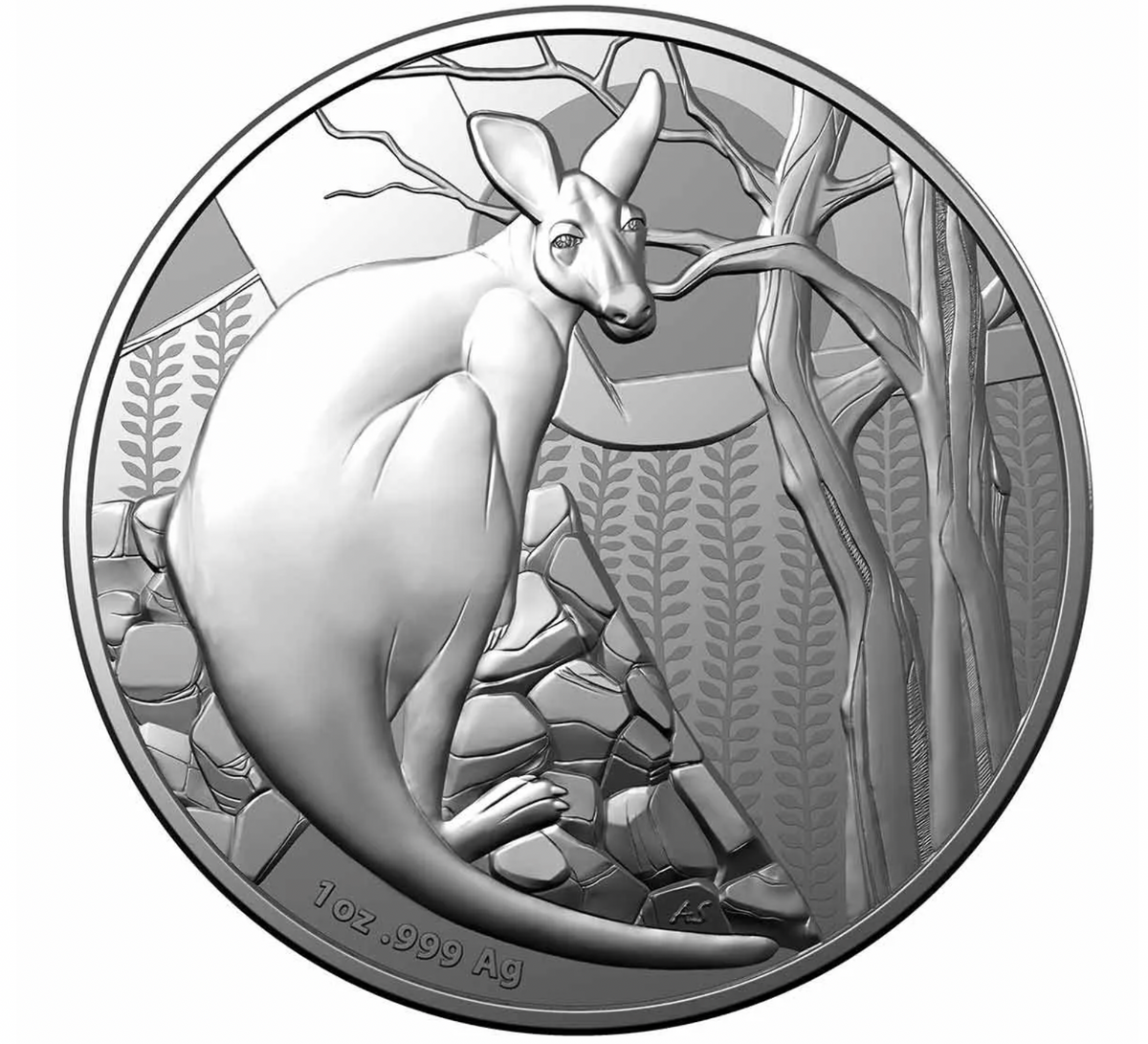 2022 Kangaroo $1 Oz Silver Frosted Uncirculated Coin