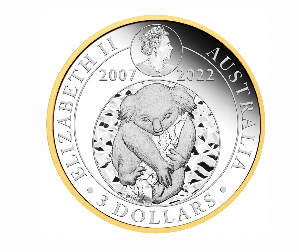 2022 Australian Koala 15th Anniversary 3oz Silver Proof Gilded Coin