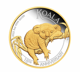 2022 Australian Koala 15th Anniversary 3oz Silver Proof Gilded Coin