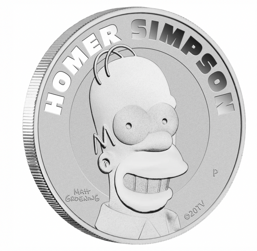 2022 Homer Simpson 1oz Silver Coin in Card
