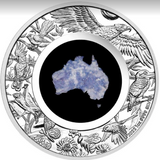 2022 $1 Great Southern Land 1 Ounce Silver Proof Blue Lepidolite.