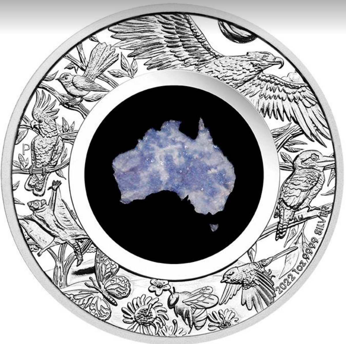 2022 $1 Great Southern Land 1 Ounce Silver Proof Blue Lepidolite.