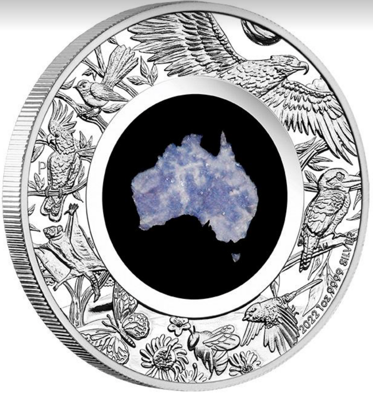 2022 $1 Great Southern Land 1 Ounce Silver Proof Blue Lepidolite.