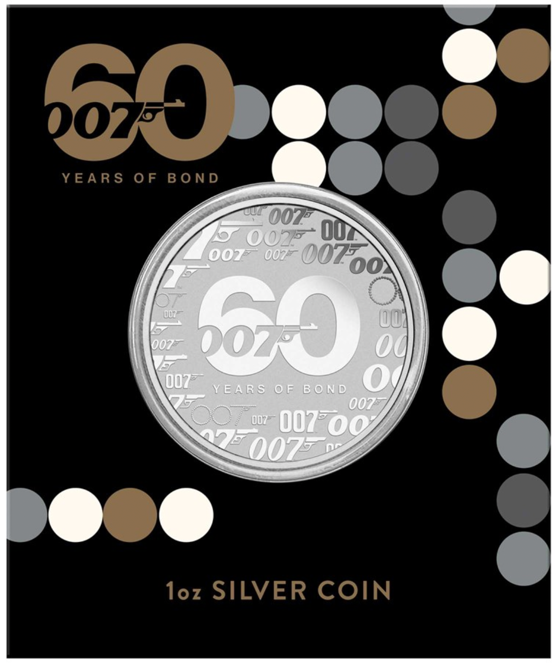 2022 Silver Carded 1 ounce coin. James Bond 60th Anniversary