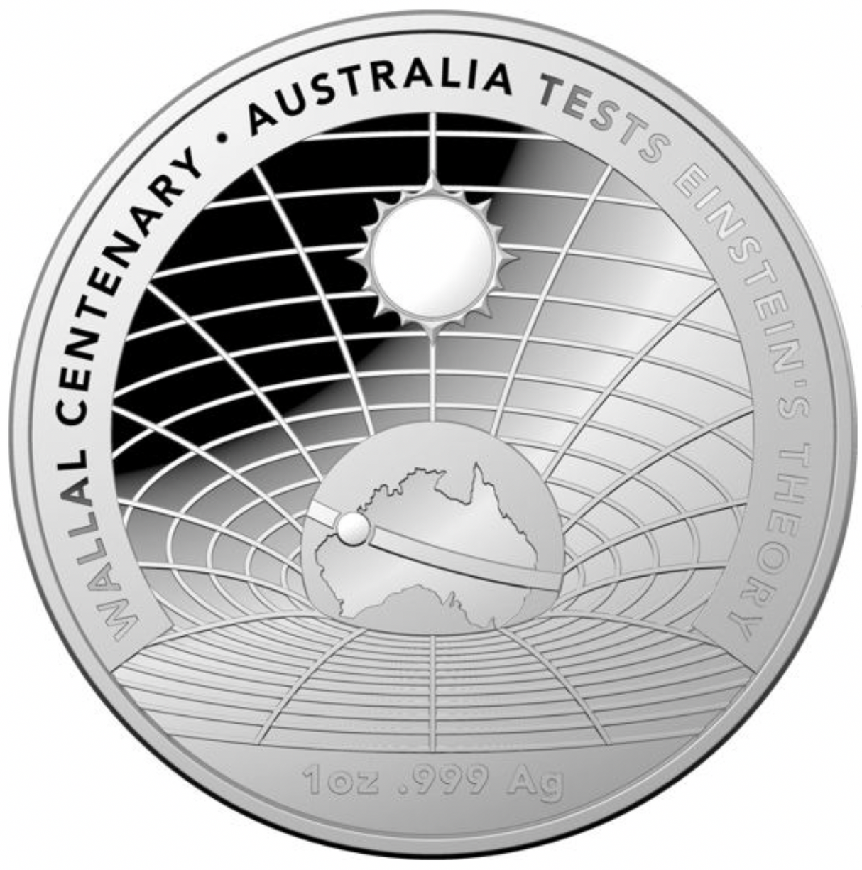 2022 Wallal Centenary Australia Tests Einstein's Theory - $5 1oz Silver Domed Proof Coin