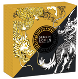 2022 Dragon & Qilin 2oz Silver Antiqued Coloured Coin.