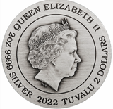 2022 Dragon & Qilin 2oz Silver Antiqued Coloured Coin.