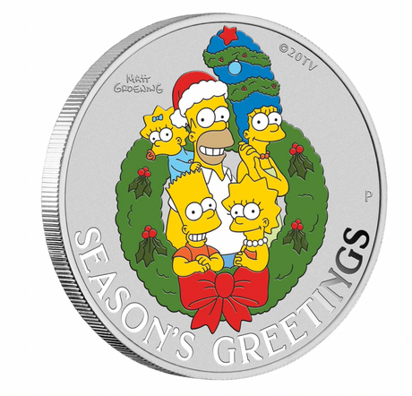 2022 The Simpsons Season’s Greetings 1oz Silver Coloured Coin in Card
