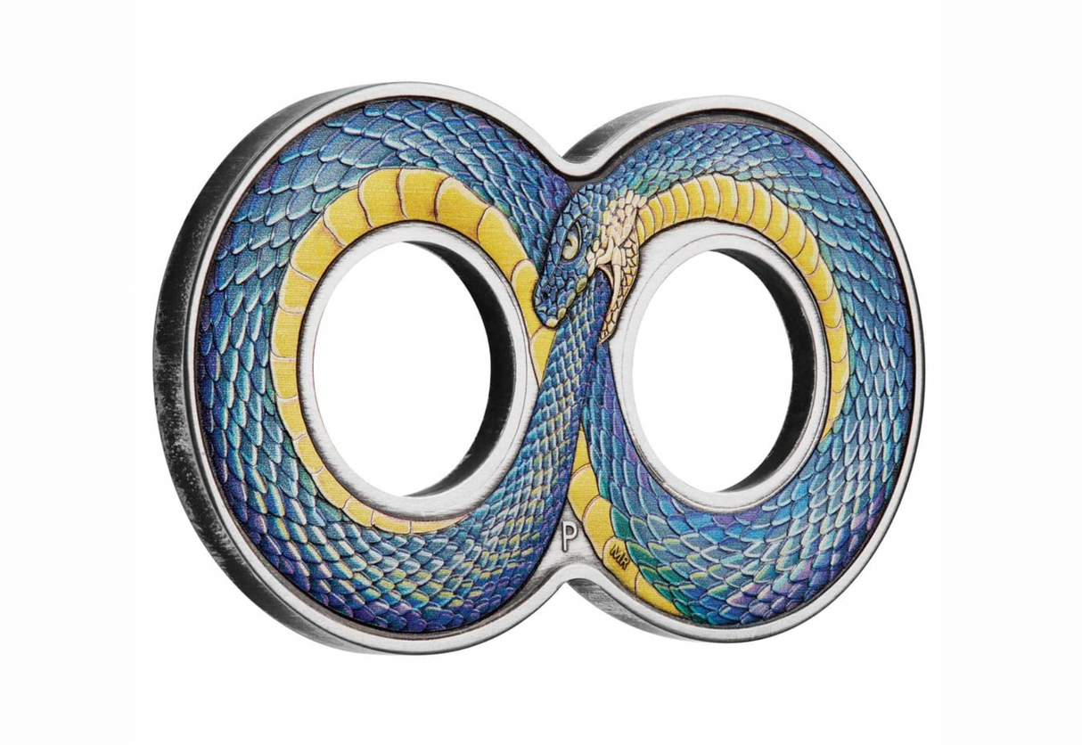 2022 Ouroboros 2oz Silver Antiqued Coloured Coin