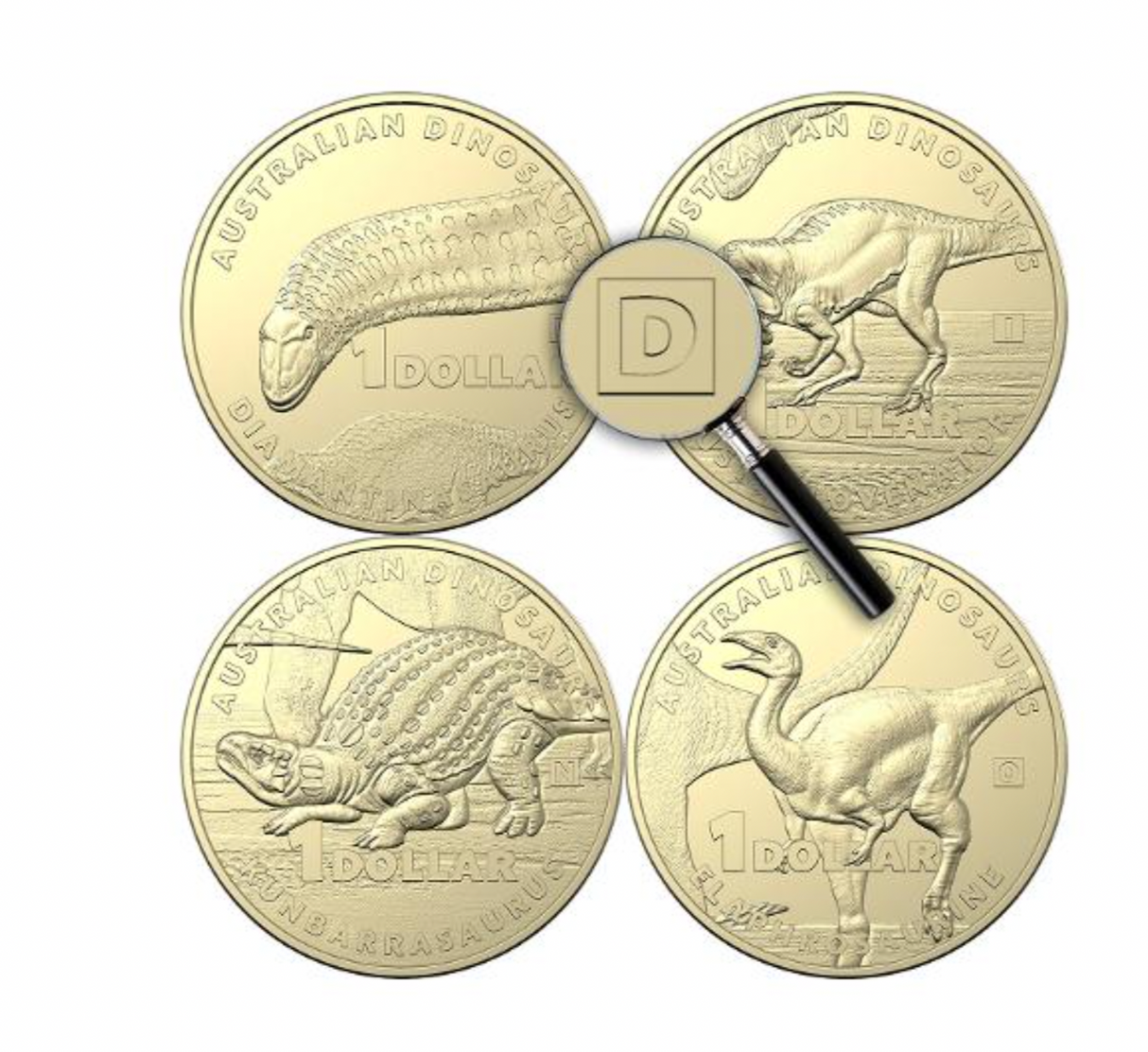 2022 $1 Australian Dinosaurs Uncirculated Privy Mark Four-Coin Collection