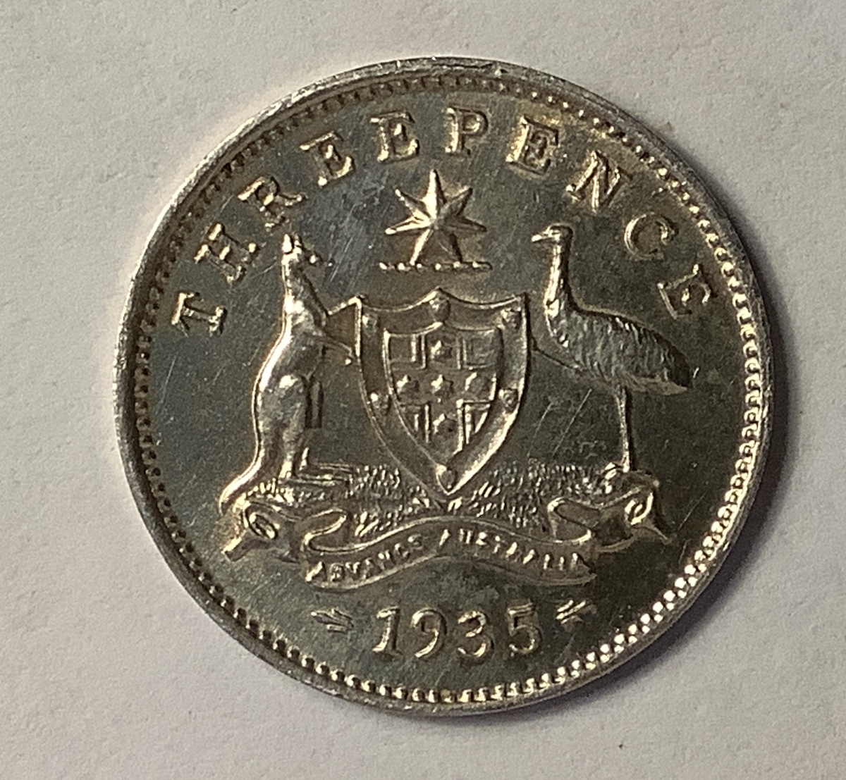 1935 Threepence Uncirculated (Cleaned)