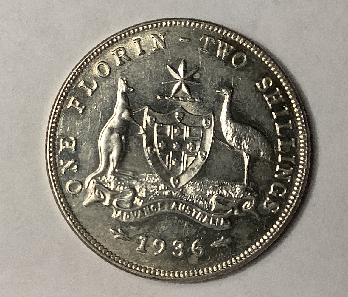 1936 Florin good Extremely Fine (Cleaned)