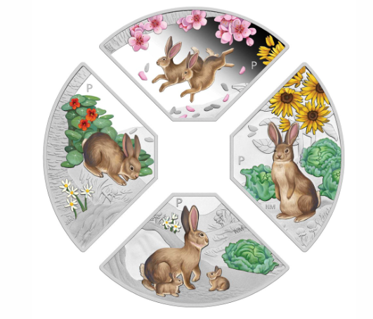 2023 Year of the Rabbit Quadrant 1oz Silver Proof Four-Coin Set